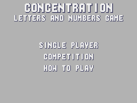 Concentration Game: Letters and Numbers