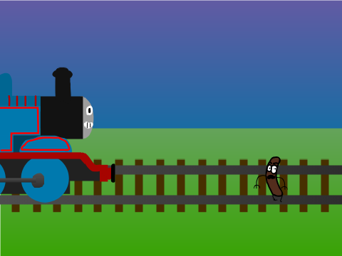 Add yourself running from Thomas The Tank Engine!