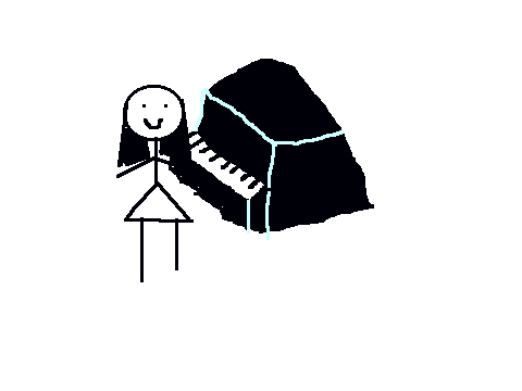 Stick figure plays piano