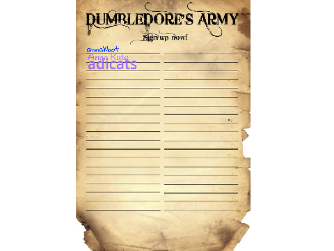 Dumbledore's Army Sign Up Sheet remix remix