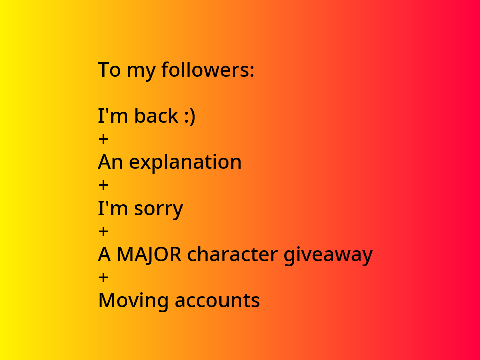 I'm back, and changing accounts!