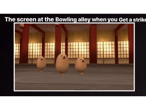 The screen at the bowling alley when you get a strike