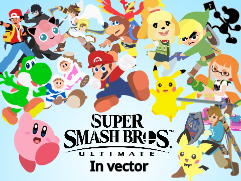Smash Bros ultimate characters in vector