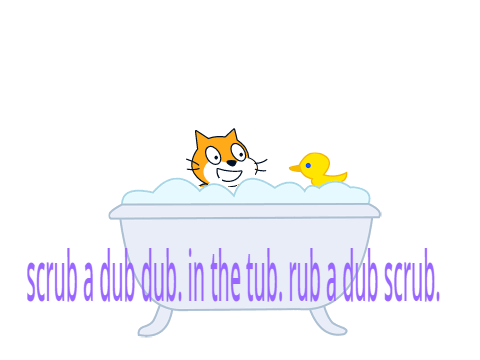 scrub a dub dub. in the tub. rub a dub scrub.