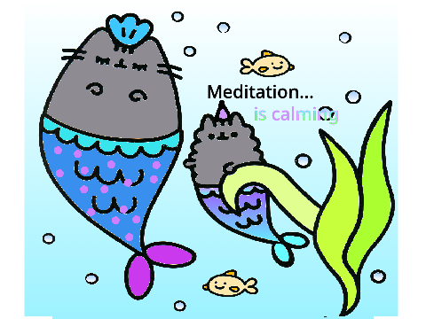 meditating Pusheen