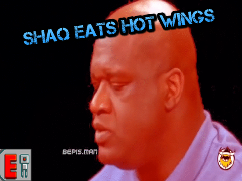 shaq eats hot wing