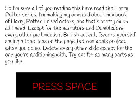 Harry Potter Audiobook Audition Directions