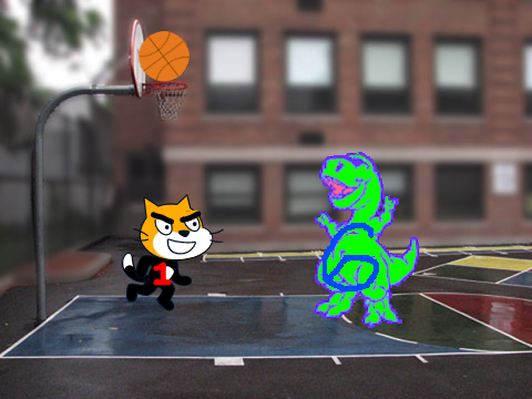 Cat VS DINO IN BASKETBALL