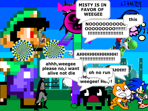 add yourself running from giant weegee
