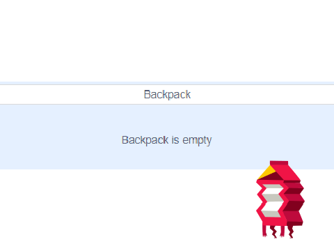 backpack is empty