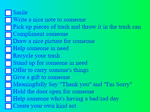 Kindness Chart