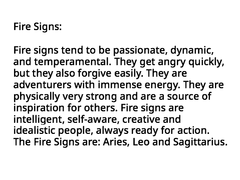 zodiac by elements