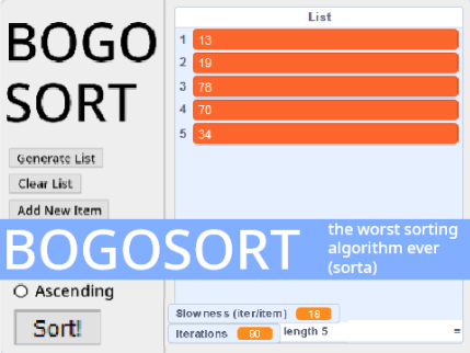 Bogosort, the worst sorting algorithm ever (sorta)