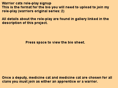 Warriors original series: 2 RP signup sheet