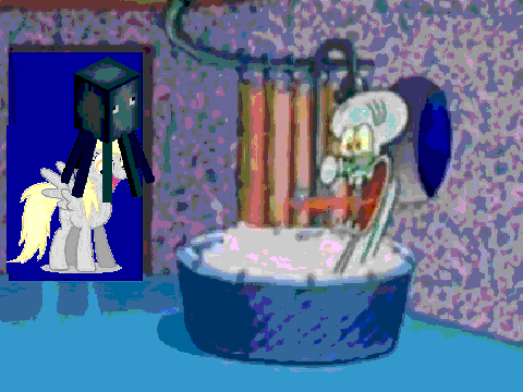 Derpy and A squid drop by at squidwards house (with added guiles theme)