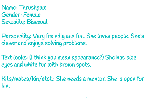 Solar and Night bio sheet - Thrushpaw