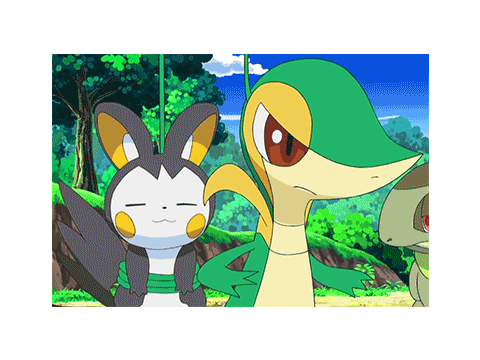Snivy picks Emogla up with Vine Whip while I play unfitting music