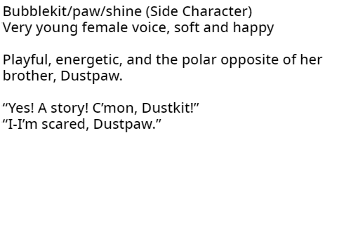 Bubblekit/paw/shine audition