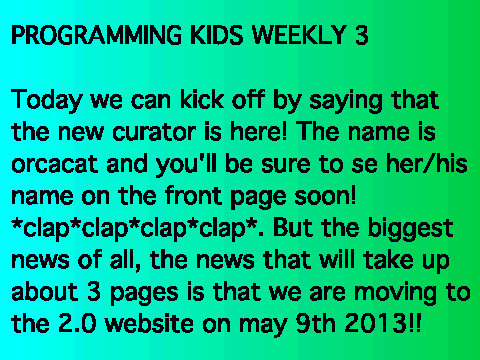 Proggramming weekly kids 3
