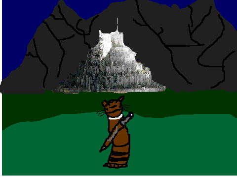 Cat looking out at Minas Tirith