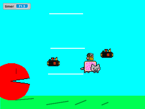 Add yourself running from a red pacman