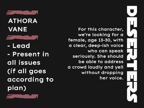 Deserters: ATHORA AUDITION!