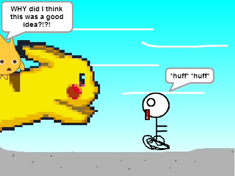 Add yourself running/riding from/on a giant Pikachu! remix