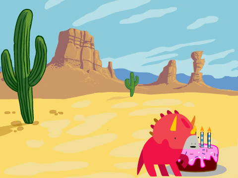 The dinosaur and the cake 