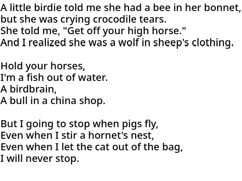 Animals Idiom Poem
