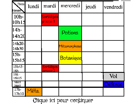 Emploi du Temps des Serdaigle