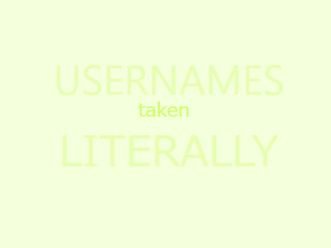 Usernames taken literally
