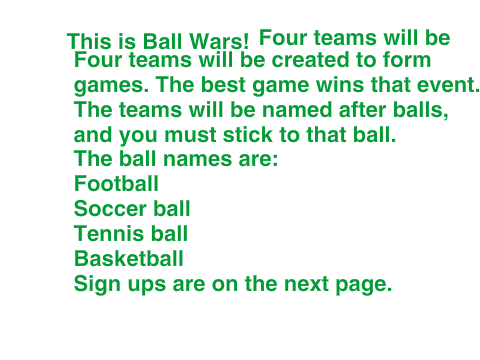 Ball Wars my sign-up