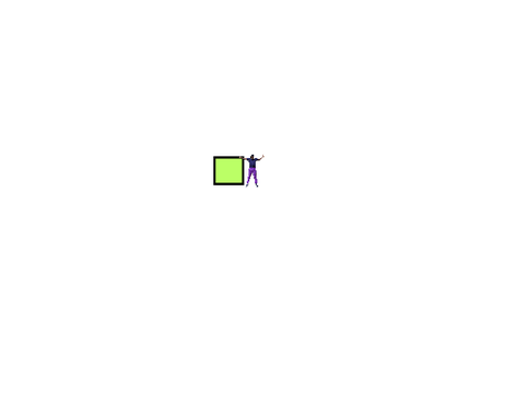 A man getting bigger by the yellow square