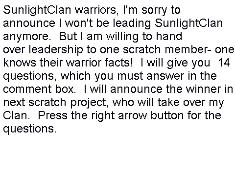 Messege to SunlightClan Warriors-