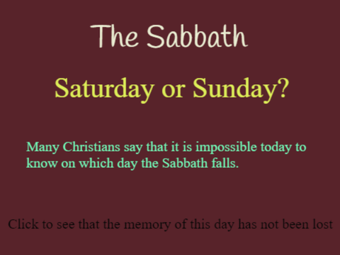 Sabbath: Saturday or Sunday?