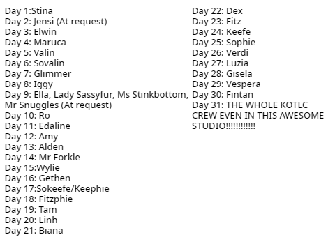 KOTLC Advent Calendar Plans