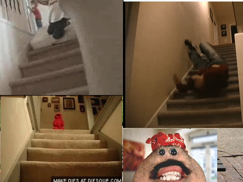 falling down stairs vewy fassssssssst