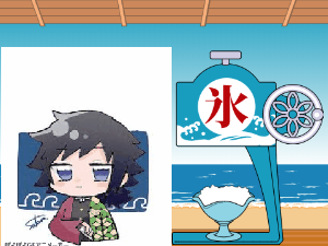 海の背景＆カキ氷作り　