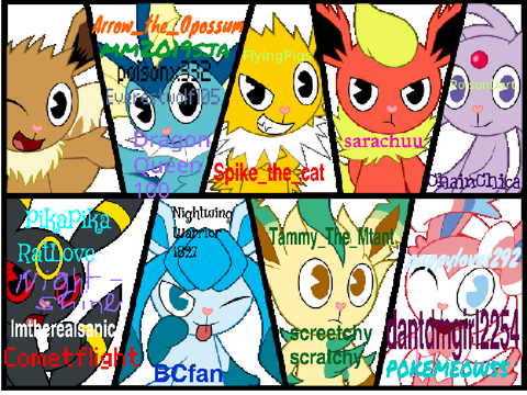 Sign your name beside ur favorite eeveelutions!  remix remix remix remix remix remix remi… re… remix
