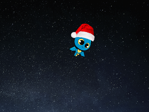 Adorabat floats in space and celebrates christmas