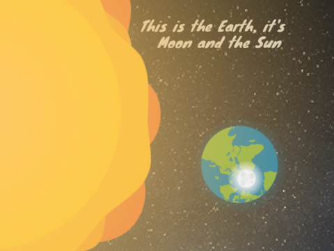 The moon, Earth and Sun "Art"