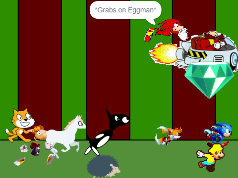 Add yourself chasing Dr. Robotnik (EGGMAN TOOK MY EMERALD!)
