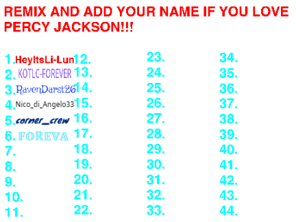 Add Your Name if you Like Percy Jackson! remix remix remix remix remix
