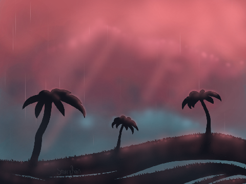 Sunset Palm Trees (Redraw)!