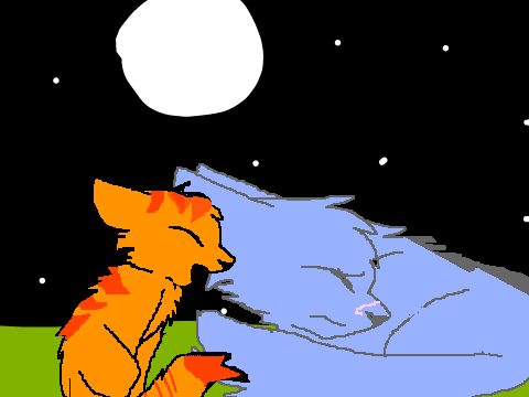 Firepaw goes nom nom in Bluestar's ear with custom backgrounds