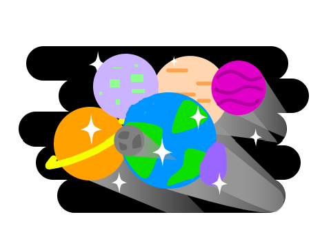 planets || flat art (remixed and planet added) ♡♡♡