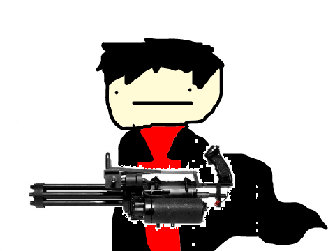 he weilds a gun