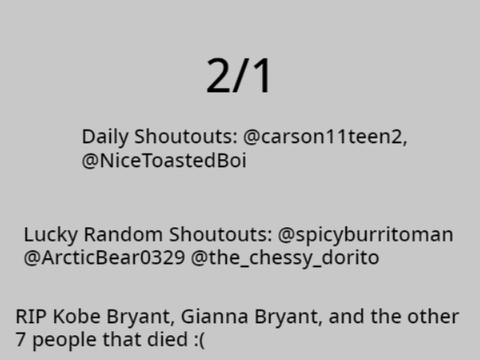 Daily Shoutouts 2/1/2020
