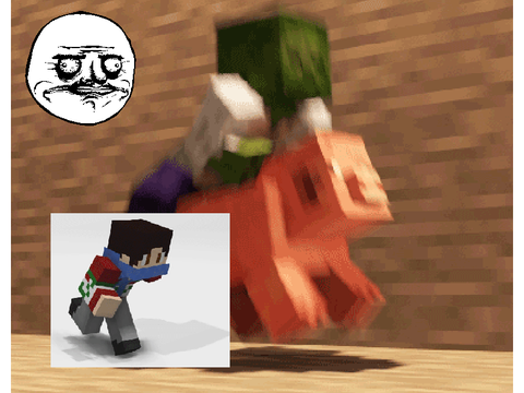 PIG RIDER Racing minecraft guy with PARTY TROLL 