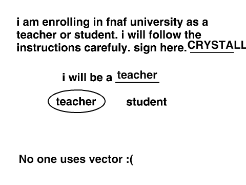 fnaf university sign up sheet Crystall